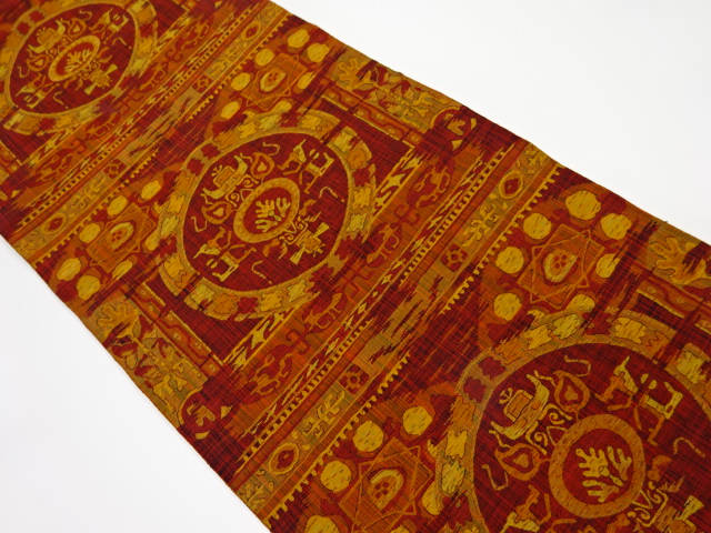 リサイクル　連珠文織り出し名古屋帯